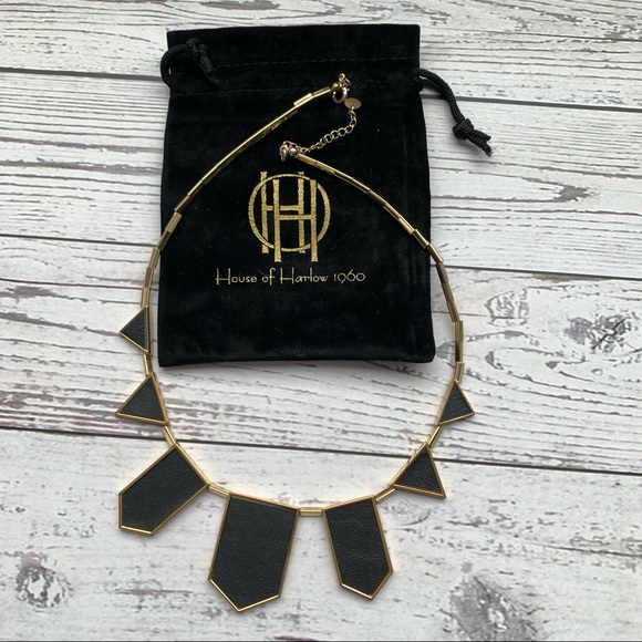 🌟Host Pick!🌟 HOUSE OF HARLOW Black Leather Station Necklace - Picture 1 of 4
